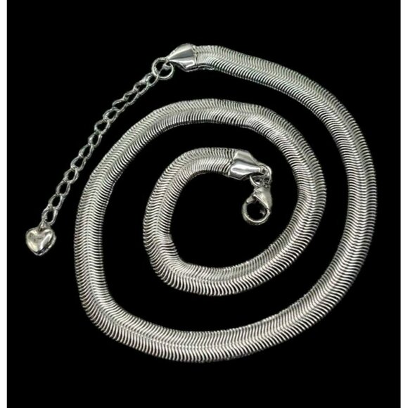 New Tocara Soft Herringbone Necklace Solange Silver Stainless Steel Slinky Chain - Picture 7 of 13